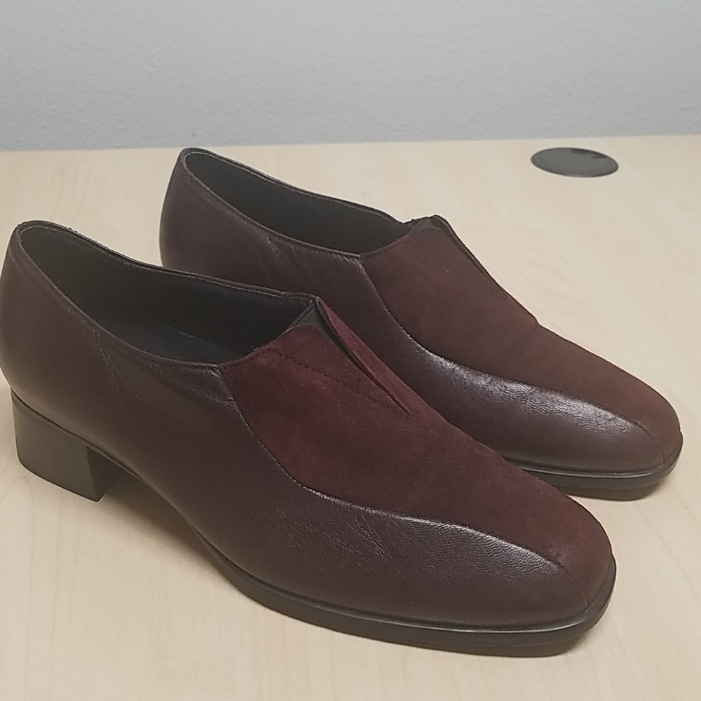 GIFTED Munro wine burgundy leather suede shoes 7.5 WW